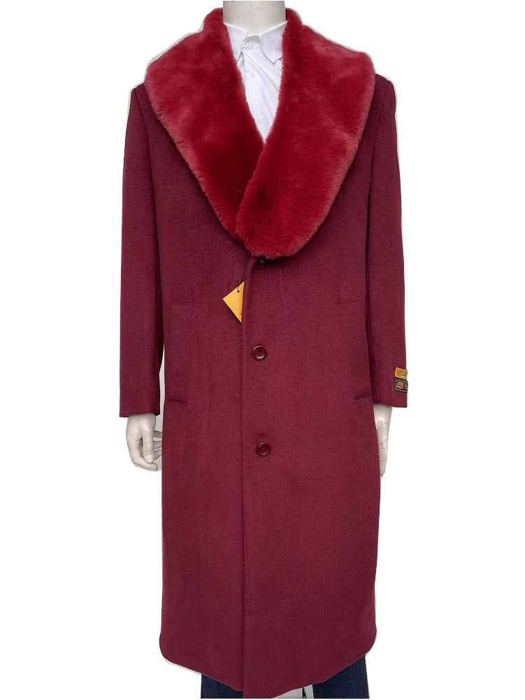 Mens burgundy 2024 wool coat