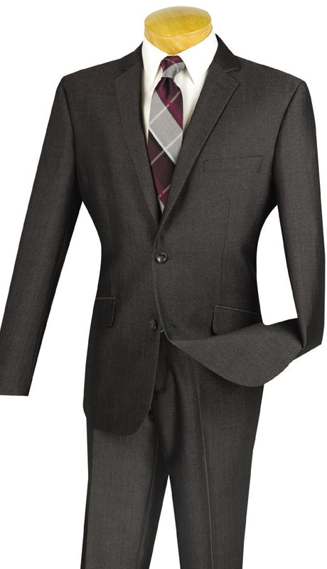 Men's Charcoal Slim Fit Suit Texture Fabric S2RK-7