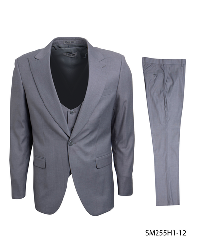 Stacy Adams Fashion Suit 3 Piece Light Gray Peak Lapel Low Cut Vest 