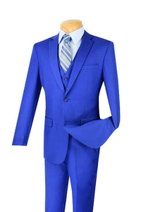 Slim Fit Suit with Vest Men's Blue SV2900