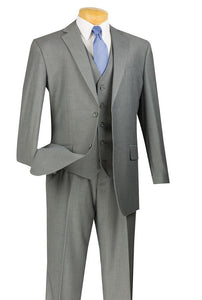 Slim Fit Suit with Vest Men's Medium Gray SV2900