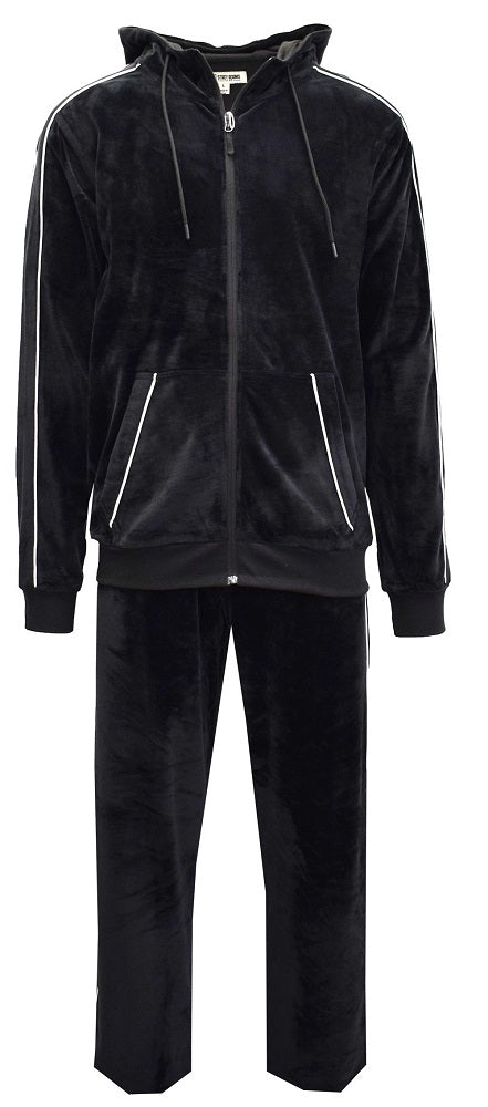 Stacy Adams Mens Black Velvet Casual Fashion Warmup Suit Set LV221