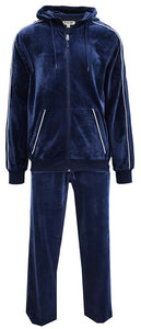 Stacy Adams Mens Blue Velvet Casual Warmup Suit 2 Piece LV221