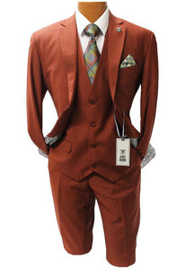 Stacy Adams Mens Rust 3 Piece Suit with Vest SM282H-12