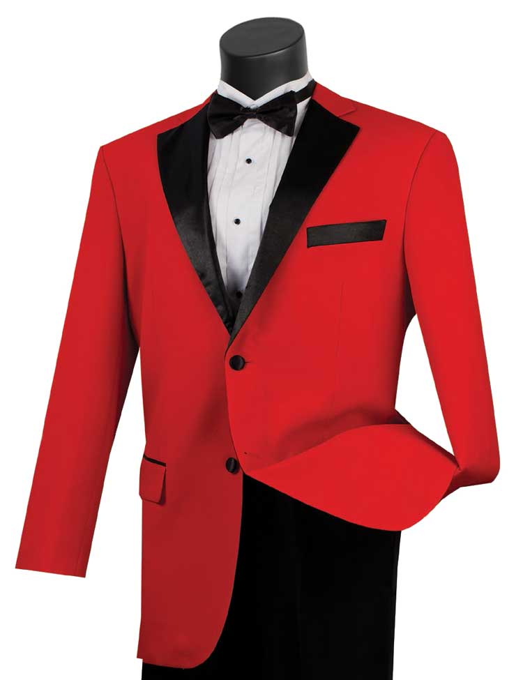 Men's Red Black Lapel Tuxedo 2 Button 2 Piece T-2FF