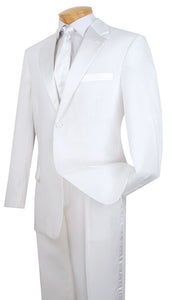 Men's All White Basic Tuxedo 2 Button 2 Piece T-2PP