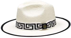Bruno Capelo Mens White Greek Key Summer Hat Valentino VA404