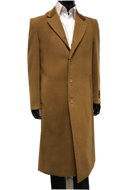 Falcone Mens Brown Chesterfield Long Coat Velvet Collar Topcoat Vance 4150-068