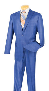 Men's Blue Glen Plaid Executive Suit Classic Fit 2RW-1