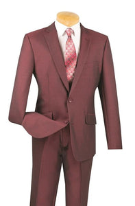 Men's Burgundy Slim Fit Suit Texture Fabric S2RK-7