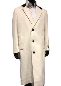 Men's Chesterfield Wool Topcoat Cream White Overcoat Alberto Chesterfield