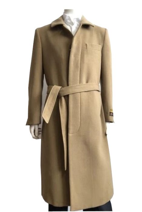 Men's Camel Wool Belted Topcoat Beige Overcoat Alberto Belt-Coat Men's Camel Wool Belted Topcoat Beige Overcoat Alberto Belt-Coat