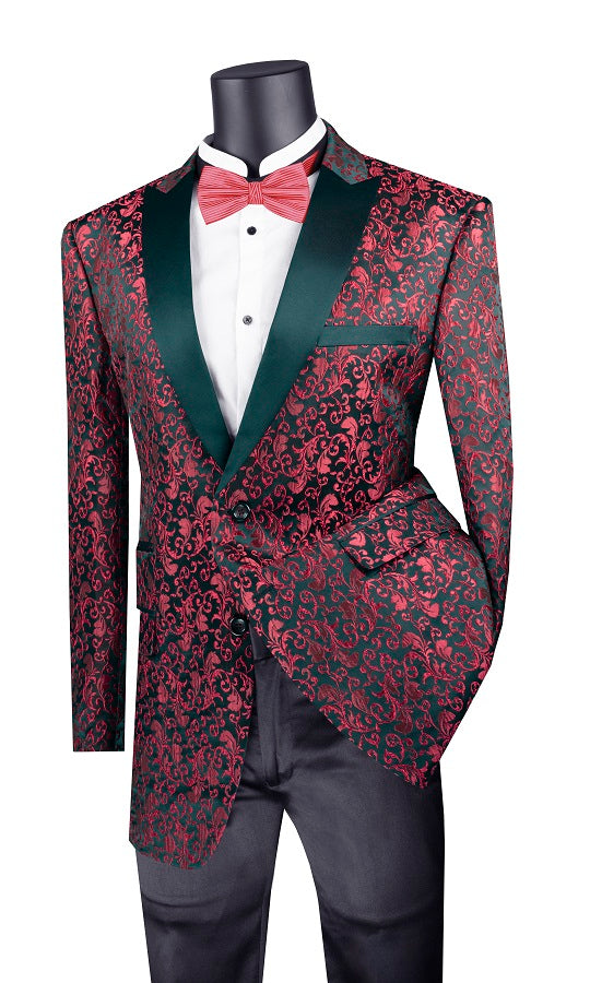 Men's Red Floral Paisley Tuxedo Jacket Blazer BF-2