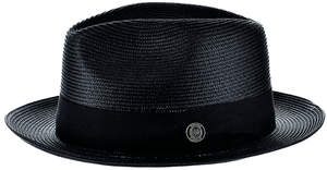 Bruno Capelo Mens Panama Summer Hat Black Fedora FN821