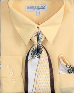 Dress Shirt Tie Set Men's Canary Yellow Daniel Ellissa D1P2 - 14.5 32/33 Canary Dress Shirt Tie Set Men's Canary Yellow Daniel Ellissa D1P2 - 14.5 32/33 Canary