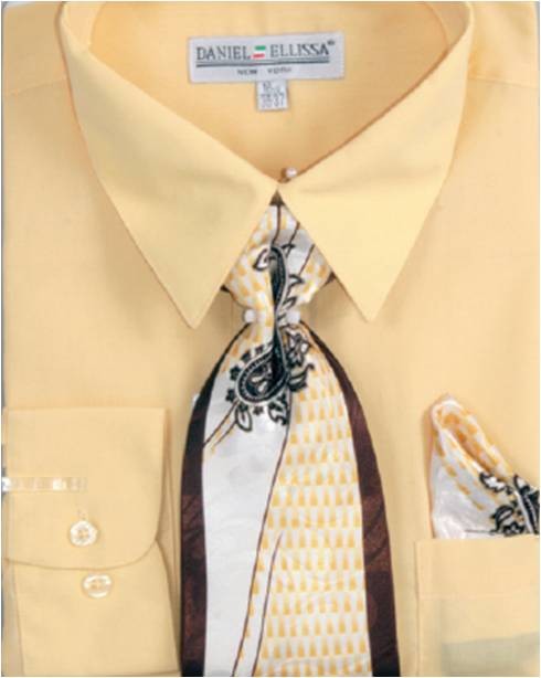 Dress Shirt Tie Set Men's Canary Yellow Daniel Ellissa D1P2