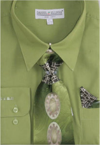 Shirt and Tie Set Men Lime Green Daniel Ellissa D1P2