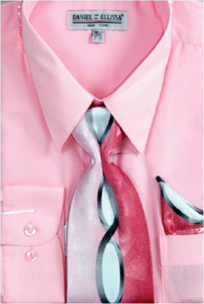 Shirt and Tie Combo Men Pink Daniel Ellissa D1P2 Shirt and Tie Combo Men Pink Daniel Ellissa D1P2