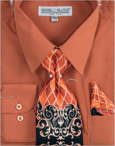 Shirt and Tie Combo Men Rust Daniel Ellissa D1P2
