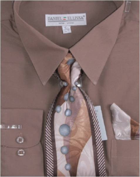 Men's Taupe Dress Shirt Tie Set Daniel Ellissa D1P2 - 14.5 32/33 Taupe Men's Taupe Dress Shirt Tie Set Daniel Ellissa D1P2 - 14.5 32/33 Taupe