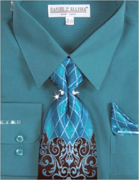 Shirt and Tie Combo Men Teal Daniel Ellissa D1P2 - 14.5 32/33 Teal Shirt and Tie Combo Men Teal Daniel Ellissa D1P2 - 14.5 32/33 Teal