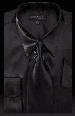 daniel ellissa men's dress shirts Daniel Ellissa Brown / White Striped Cotton Dress Shirt / Tie / Hanky / Cufflink Set DS3793P2 Medium 15.5