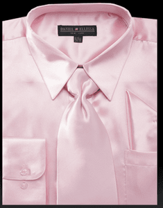 Men's Pink Satin Shirt and Tie Set Daniel Ellissa 3012NP2