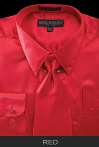 Men's Red Satin Shirt and Tie Set Daniel Ellissa 3012NP2