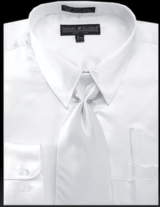 Men's White Satin Shirt and Tie Set Daniel Ellissa 3012NP2