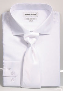 Slim Fit Shirt Tie Men's White Pattern Sharkskin DNS07