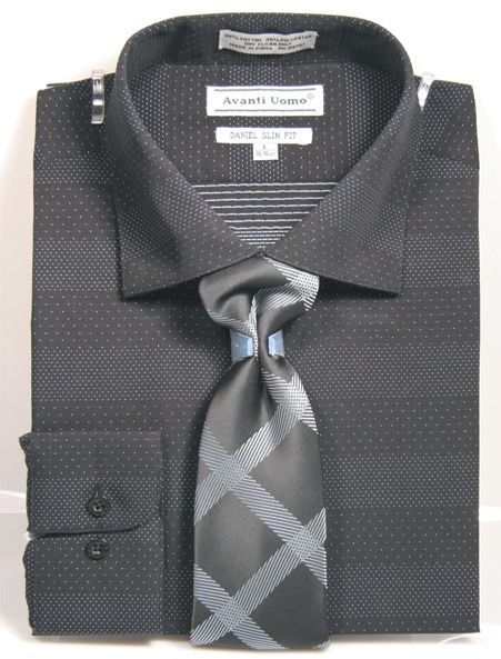 Slim Fit Shirt Tie Men's Black Mini Dot Pattern DNS08