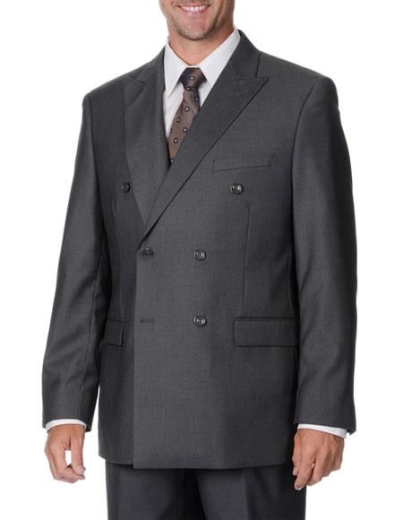Double Breasted Suit Men's Heather Gray Vinci DC900-1