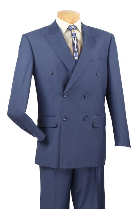 Double Breasted Suit Men's Medium Blue Vinci DC900-1