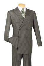 Load image into Gallery viewer, Men&#39;s Charcoal Gray Stripe Double Breasted Suit Vinci DSS-4

