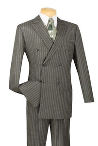 Men's Charcoal Gray Stripe Double Breasted Suit Vinci DSS-4