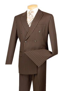 Men's Brown Stripe Double Breasted Suit Vinci DSS-4