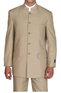 Chinese Collar Suit for Men Tan Stripe Milano 925H