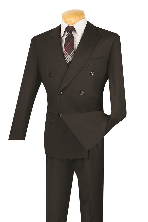 Double Breasted Suit Men's Black Vinci F-DC900-1 5901