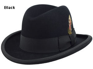 Men's Black Godfather Hat 100% Wool Felt Homburg Hat Capas