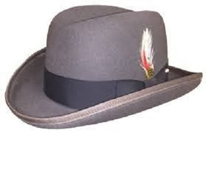 Men's Gray Godfather Hat 100% Wool Felt Homburg Hat Capas