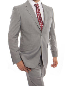 Men's Wool Suit Heather Gray Flat Front Pants Modern Fit MW246-05
