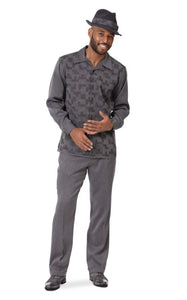 Montique Walking Suit Long Sleeve Charcoal Shadow Pattern 2002