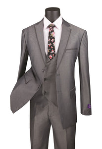 Men's Modern Fit Charcoal Suit with Vest MV2B-1