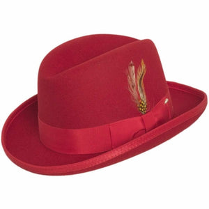 Men's Red Godfather Hat 100% Wool Felt Homburg Hat Capas