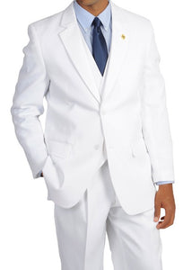 Stacy Adams Mens 3 Piece Suit White with Vest SM282H