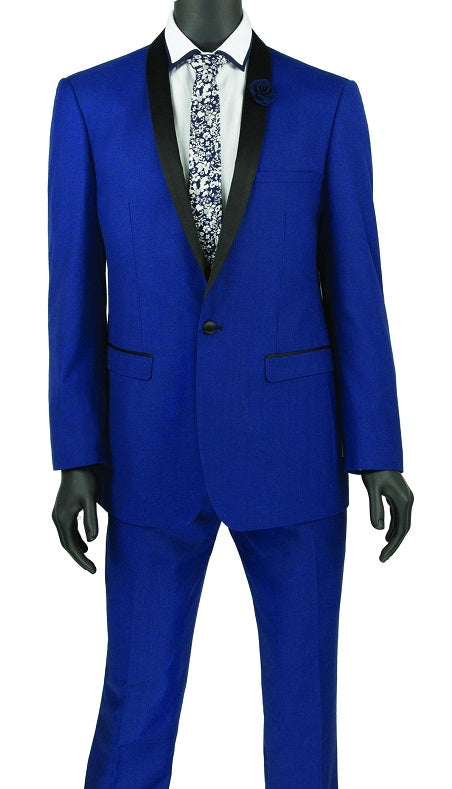 Slim Fit Prom Tuxedo Men's Bright Blue Tux T-SS