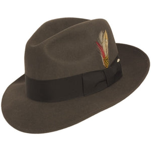 Men's Gray Fedora Hat 100% Wool Felt Brim Hat Untouchable
