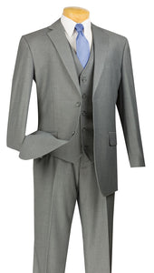 3 Piece Suit for Men Medium Gray Flat Front Pants Vinci V2TR