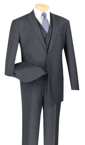3 Piece Suit Men's Navy Blue Flat Front Pants Vinci V2TR