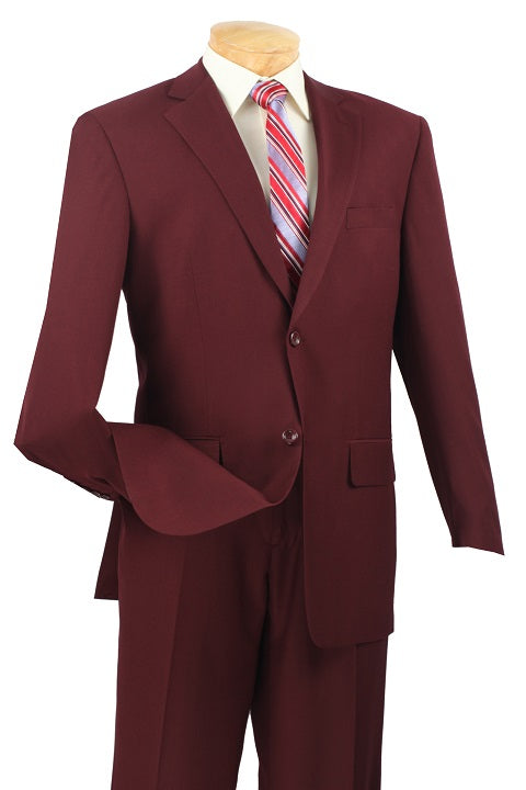 Men's Burgundy Executive Suit Flat Front Pants Texture Fabric 2LK-1